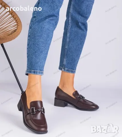 Кафяви дамски обувки на висок ток с метална декорация Sopolino, снимка 3 - Дамски ежедневни обувки - 48980380