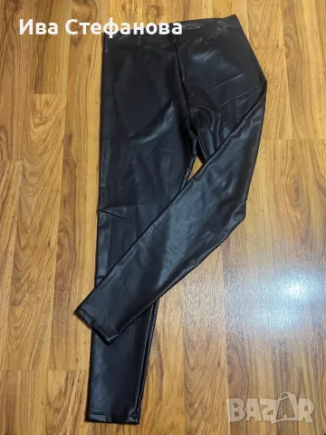 Нов кожен  висока талия тъмно кафяв  панталон тип клин, снимка 2 - Клинове - 49155750