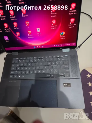 Продавам HP SPEKTRE 360 LAPTOP 16 INTEL CORE ULTRA 7,512 GB, 16 GB RAM, WINDOWS 11 OLED TOUCH подсве, снимка 4 - Лаптопи за дома - 56256558