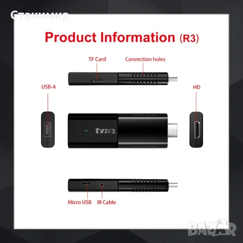 Нов 4K Smart TV Stick R3  – Превърнете всеки телевизор в Смарт!, снимка 3 - Плейъри, домашно кино, прожектори - 55882012