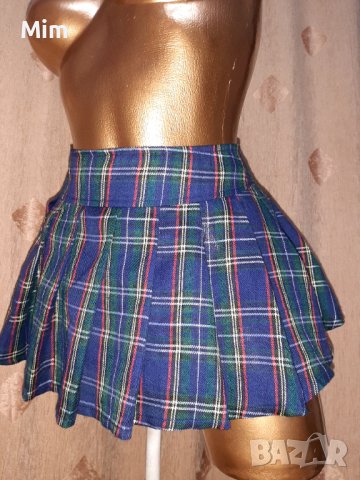 М/L Синя къса пола на плисета, снимка 5 - Поли - 39760855