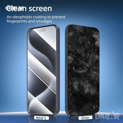 NEW'C 3 броя стъклен протектор за екран за iPhone 15 Pro Max/ 15 Plus (6,7 инча), закалено стъкло, снимка 6 - Фолия, протектори - 44494487