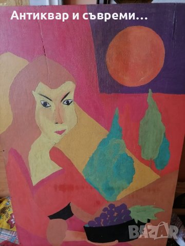 Момичето с гроздето 2014 авторска картина , снимка 2 - Антикварни и старинни предмети - 41514205