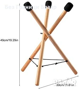 Нова Здрава дървена стойка за перкусионен барабан Handpan с трипод основа, снимка 5 - Други - 53834946