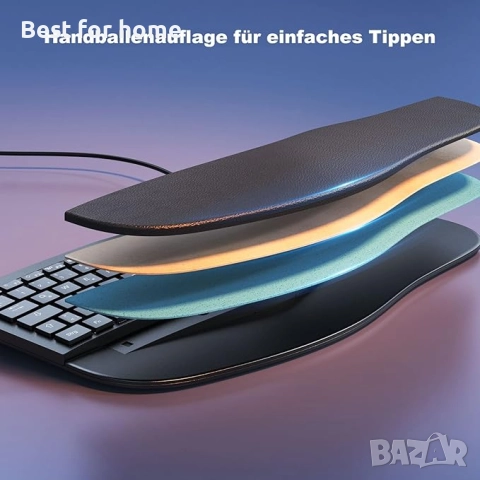 Ергономична , осветена разделена кабелна клавиатура Seenda с поставка за китката, снимка 4 - Клавиатури и мишки - 51770574