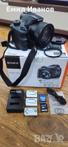 Sony DSC-HX400V фотоапарат | Като нов | Пълен комплект | Чанта + батерии + SD карти, снимка 4 - Фотоапарати - 53245607