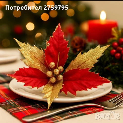 НОВО. Коледна звезда със щипка 33 см., снимка 2 - Други - 52310716