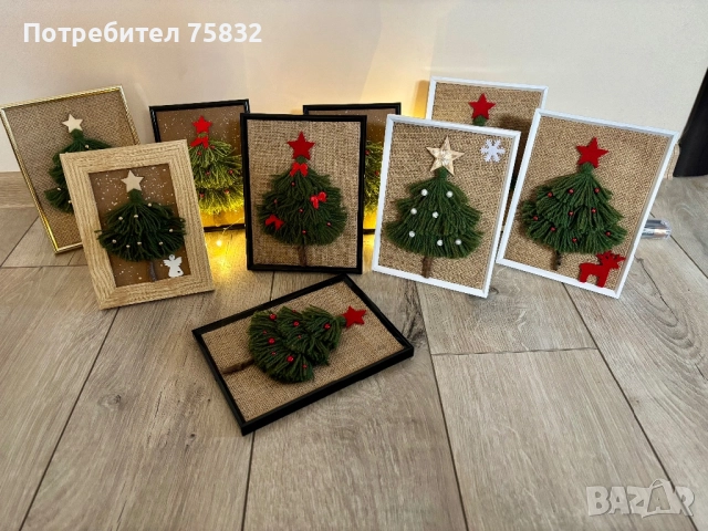 🎄Коледни елхички в рамка🎄, снимка 2 - Декорация за дома - 52618528