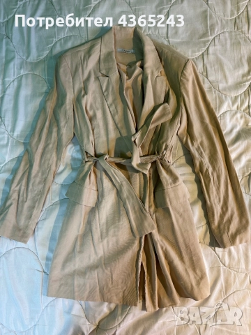 Дамски бежов шлифер размер S, снимка 6 - Шлифери - 52617760