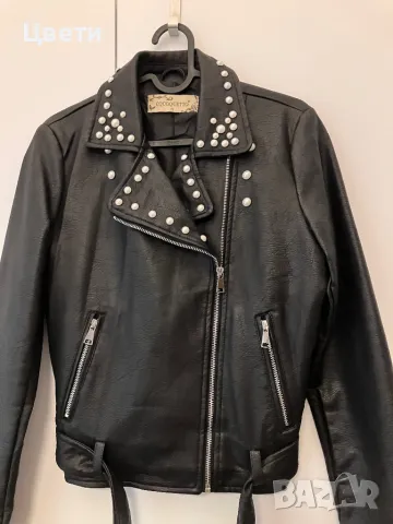 Черно еко кожа яке, снимка 3 - Якета - 47393688