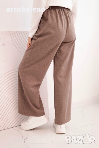 Дамски широки панталони с колан, 5цвята , снимка 4 - Панталони - 52344944