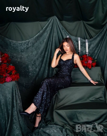 Пайетена Рокля в Тъмно Зелен Цвят, снимка 2 - Рокли - 52884915