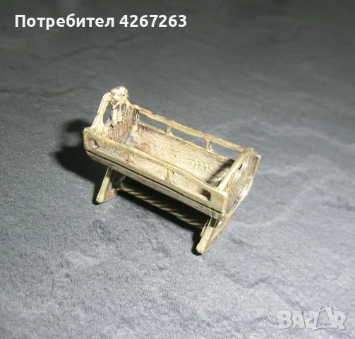 Мини фигурка бебешко кошче, маркировка .800, снимка 8 - Статуетки - 50925526