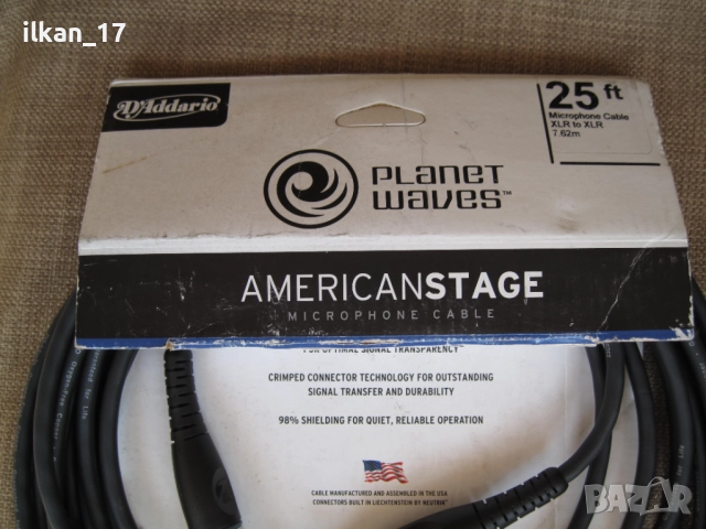 Микрофонен кабел Високопроизводителен D'Addario Planet Waves PW M 25 7,5 m Внос от Америка НОВО!, снимка 8 - Микрофони - 51639778