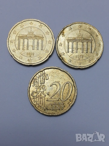 20 евро цента Германия-2002 г. букви A;D;J, снимка 5 - Нумизматика и бонистика - 53251511