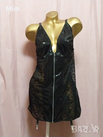 4XL К-т Черна рокля/ нощница / прашка и жартиери за бедра , снимка 10 - Бельо - 53626674