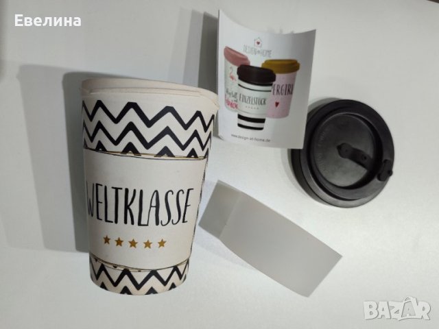 Бамбукова чаша за кафе, чай със силикон срещу изгаряне, снимка 3 - Чаши - 42627772
