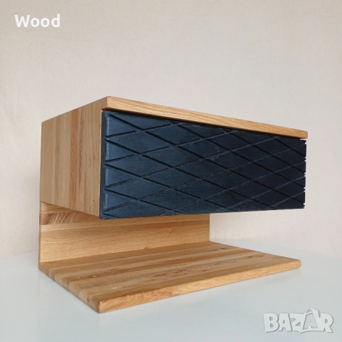 Нощно шкафче, плаващо, дъб, дизайн, масивно дърво., снимка 4 - Шкафове - 53029769