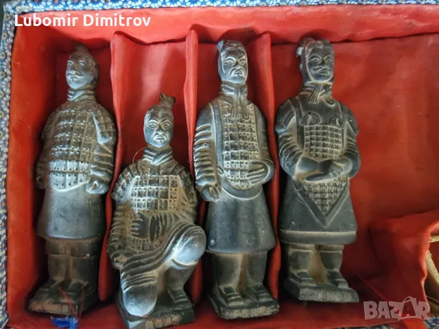 Винтидж китайски теракотени 4" фигурки статуи на войници - , снимка 3 - Нумизматика и бонистика - 50071383