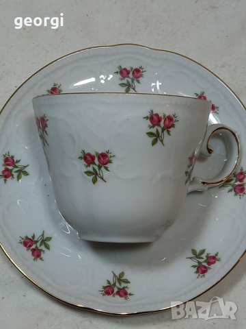 Немски порцеланов сервиз за кафе Feltmann Weiden 2 чаши с чинийки , снимка 2 - Чаши - 36249272