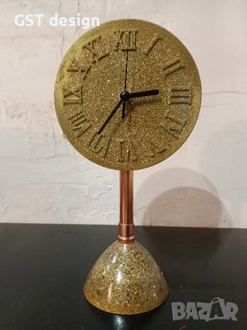 Голям Часовник Злато Кристали Епоксидна смола Топ За Бюро Мебели Етажерка Медни тръби Минималистичен, снимка 3 - Луксозни - 41206327