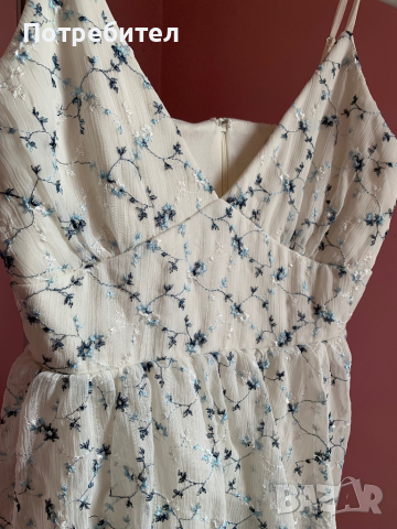 Бяла рокля с бродирани цветя NLY TREND, снимка 6 - Рокли - 44649238