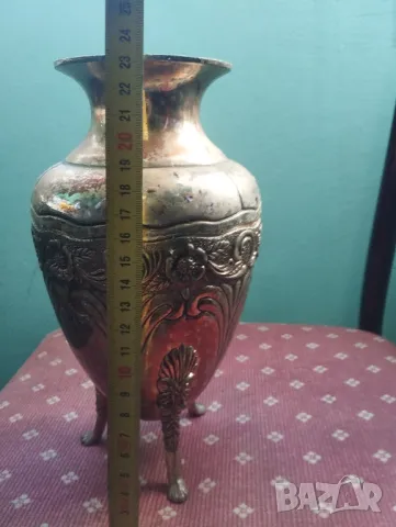 Посребрена метална ваза в стил арт деко, снимка 3 - Други ценни предмети - 48824403