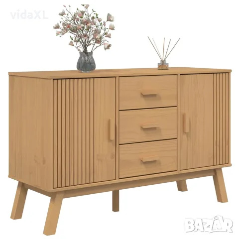 vidaXL Сайдборд OLDEN, кафяв, 114x43x73,5 см, бор масив, снимка 5 - Бюфети - 56147295