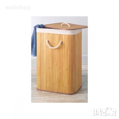 Бамбуков кош за пране с голям капацитет за дрехи, снимка 1