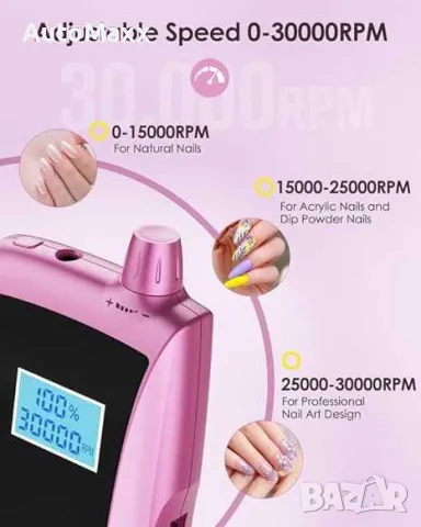 Акумулаторна шлифовалка за нокти , снимка 2 - Маникюр и педикюр - 47579099