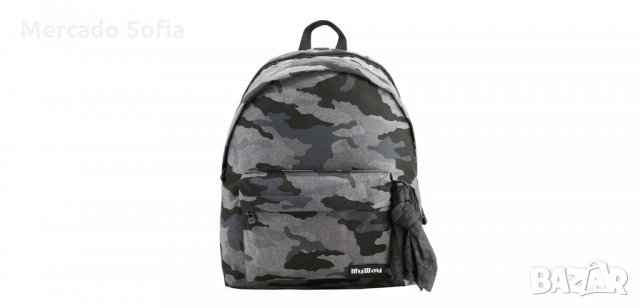 Училищна раница Mercado Trade, Сива камуфлаж с бандана
