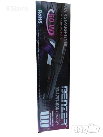 Преса за коса Benzer BR-1702-HCR с керамични приставки, 2 ГОДИНИ ГАРАНЦИЯ , снимка 4 - Преси за коса - 52594855