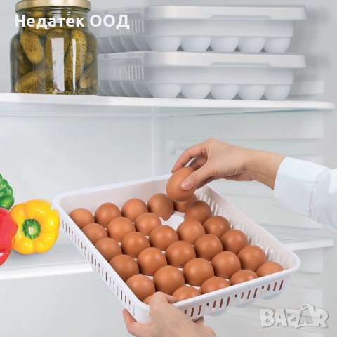 Кутия за яйца за с капак, Пластмасова , 30 места, Бяла, 33.5x27.8x7.3 см, снимка 3 - Кутии за храна - 40095275