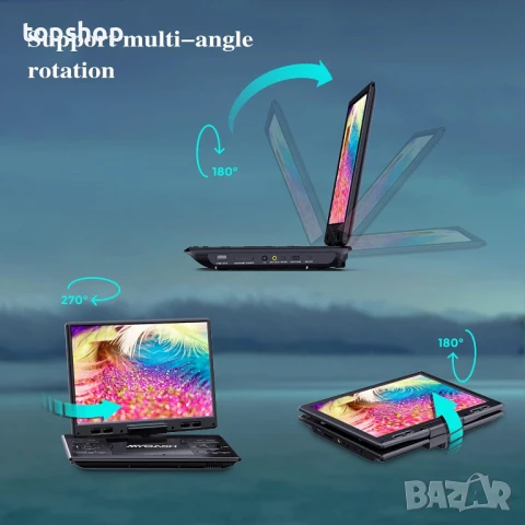 НОВ, ТЕСТВАН MYDASH MP10A преносим DVD плейър 10,1" черен, Пълен комплект, снимка 10 - Плейъри, домашно кино, прожектори - 50557462