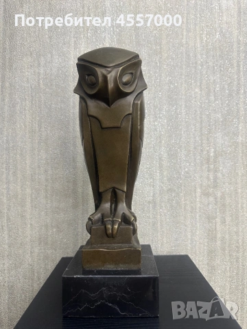 Луксозна бронзова статуетка „Кукумявка“ – Стил Арт Деко (модел на Ф. Помпон)