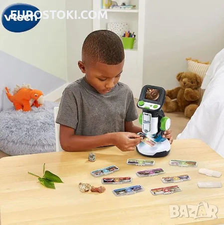 Детски микроскоп Vtech GENIUS XL, увеличение 200Х, комплект аксесоари, клипове от BBС, език: френски, снимка 5 - Образователни игри - 56145281