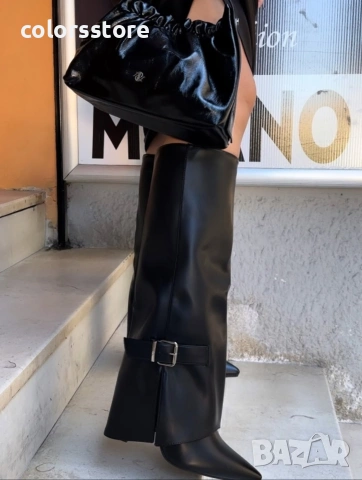 Ботуши на ток - черна кожа - KD250 