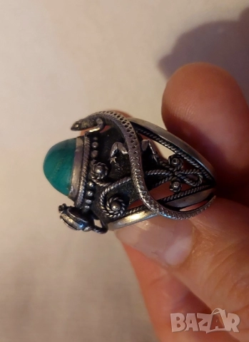 сребърен пръстен с тюркуаз , снимка 8 - Пръстени - 51756255