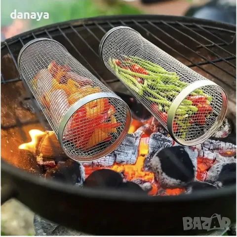 5350 Цилиндрична кошница за барбекю скара за зеленчуци, снимка 3 - Съдове за готвене - 47650158
