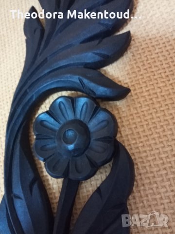 Дърворезба саксия с цветя, черна, снимка 4 - Декорация за дома - 34102537