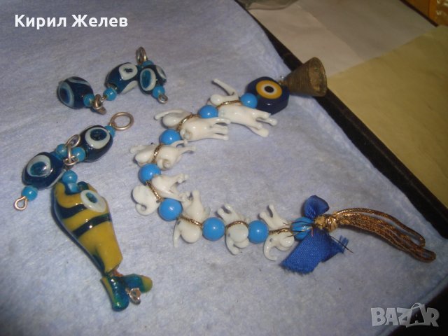 Лот РИСУВАНО ЦВЕТНО СТЪКЛО Тип МУРАНО СЛОНЧЕТА РИБА БРОНЗОВА КАМБАНКА ОКО на НАЗАР ТАЛИСМАНИ 24441, снимка 15 - Колекции - 35996836