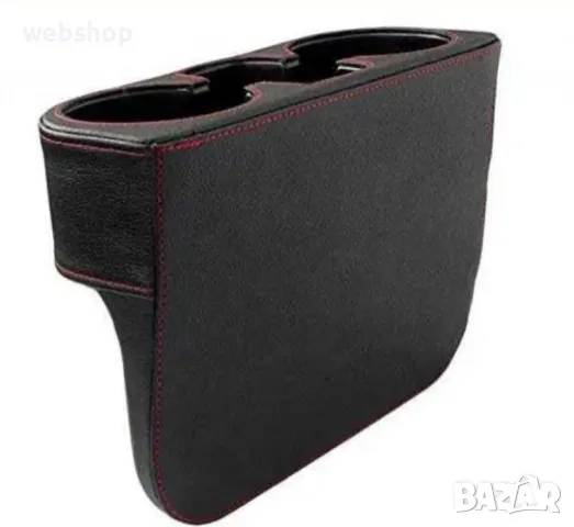 Кожен органайзер за автомобил поставка за чаши, Черен с червен конец, снимка 6 - Аксесоари и консумативи - 49111746