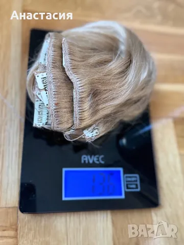 Екстеншън на щипки естествено русо, снимка 3 - Аксесоари за коса - 48614175