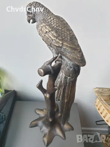 60см-4кг бронзова скулптура/фигура на птица/голяма статуетка на папагал на клон, снимка 4 - Статуетки - 48069104