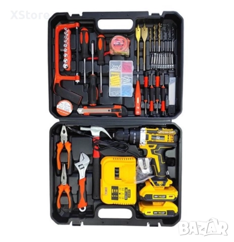 Комплект ударна бормашина, 111 аксесоара, 24 V, 5 Ah, снимка 3 - Бормашини - 51861180