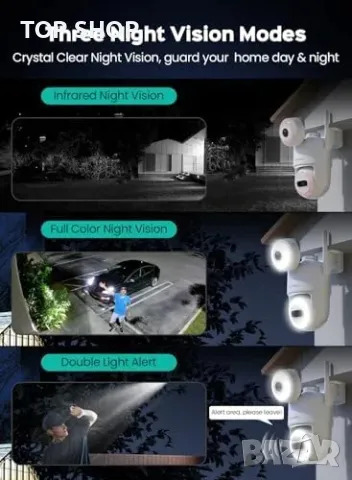 Нова 3K/6MP WiFi външна камера с автоматично проследяване и двупосочен звук, снимка 3 - IP камери - 49498240