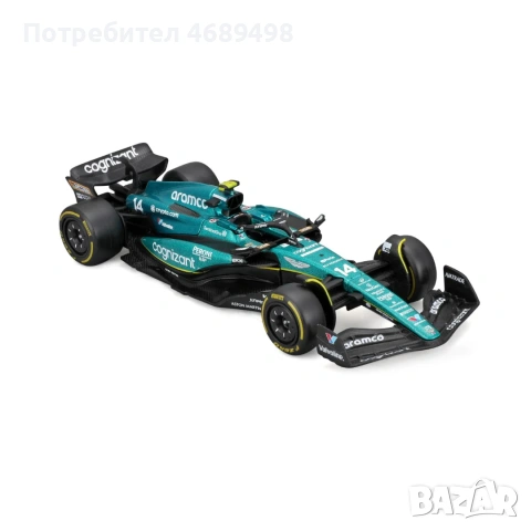 Bburago Aston Martin AMR23 #14 Fernando Alonso – 1:43 DieCast F1 модел – колекционерски болид, снимка 2 - Колекции - 53174963