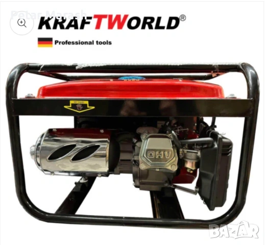 Четиритактов 3,5kW Генератор за ток KraftWorld – Агрегат с акумулатор и електростартер, снимка 4 - Генератори - 53647095