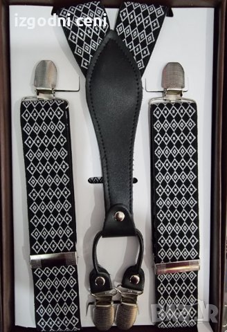 Луксозни мъжки тиранти в щампа - модел 1, снимка 1