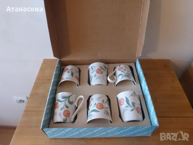 Сервиз 6 бр порцеланови чаши чаша Коста Йорданов Видин 1980 г, снимка 1